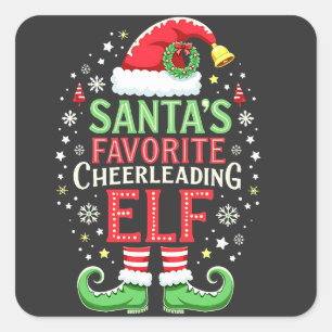 Santa's Favourite Cheerleading Elf Family Matching Square Sticker