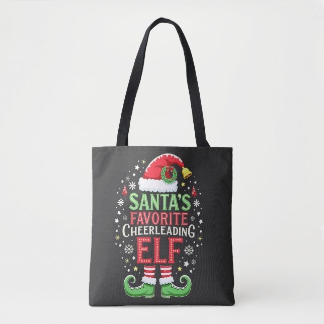 Santa's Favourite Cheerleading Elf Family Matching Tote Bag (Front)