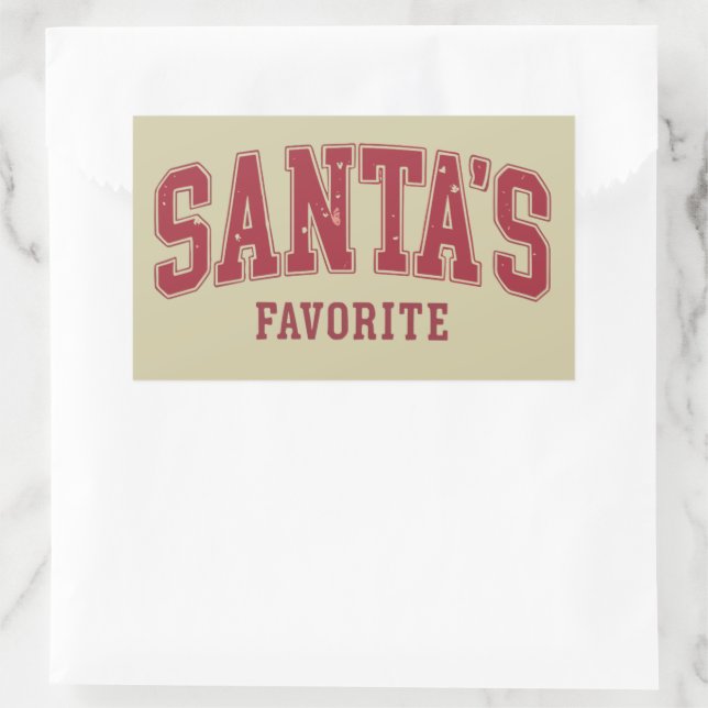 Santas Favourite Christmas Gift Funny Festive Xmas Rectangular Sticker (Bag)