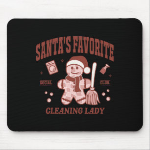 Santa's Favourite Cleaning Lady Christmas Retro Ho Mouse Pad