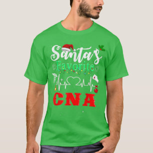 Santa's Favourite CNA Nurse Xmas Light Santa Hat C T-Shirt