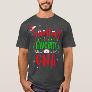 Santas Favourite CNA Nurse Xmas Light Santa Hat Ch T-Shirt