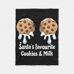 Santa's Favourite Cookies And Milk Breast Women's  Fleece Blanket