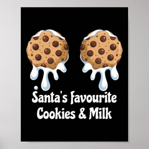 Santa's Favourite Cookies And Milk Breast Women's  Poster