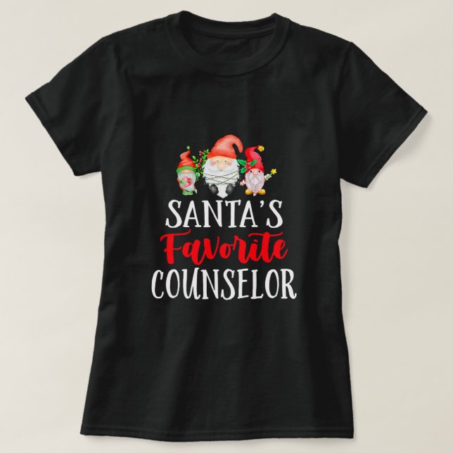Santa's Favourite Counsellor Christmas Gnome Santa T-Shirt (Design Front)