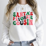 Santa's Favourite Cousin Christmas Groovy white T-Shirt<br><div class="desc">This T-Shirt features a Santa's Favourite Cousin in Groovy Christmas white T-Shirt design for family Cousin.</div>