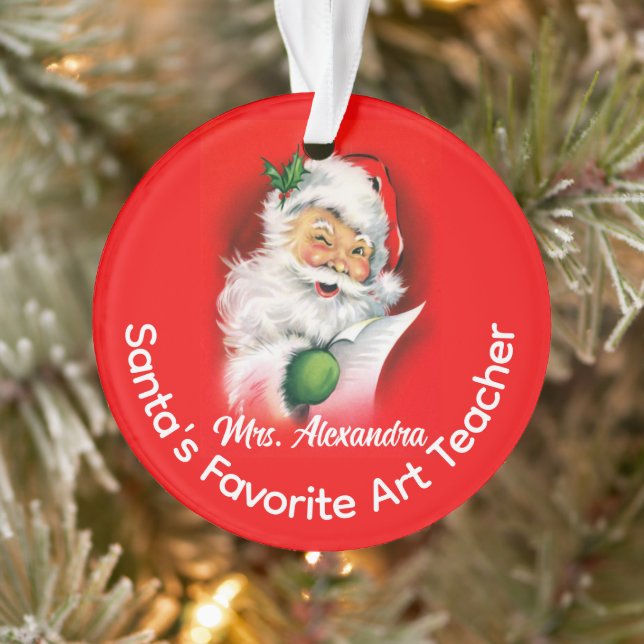 Santa's Favourite Custom Personalised Teacher Ornament (Tree)