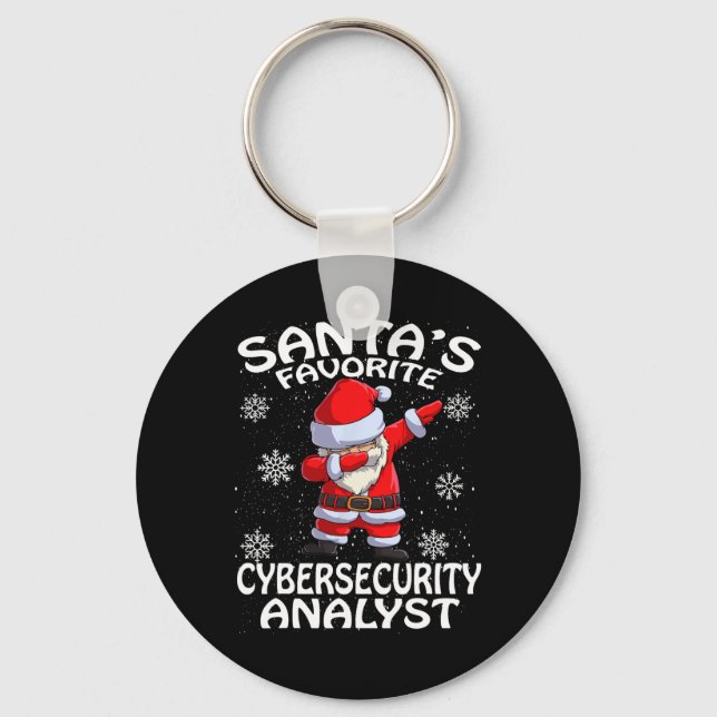 Santa's Favourite Cyber Security Analyst Christmas Key Ring (Front)