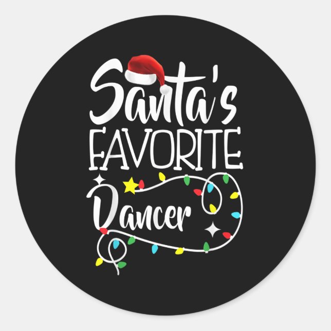 Santa's Favourite Dancer Christmas lights Santa Gi Classic Round Sticker (Front)