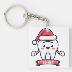 Santa's Favourite Dentist Cute Tooth Christmas Key Ring