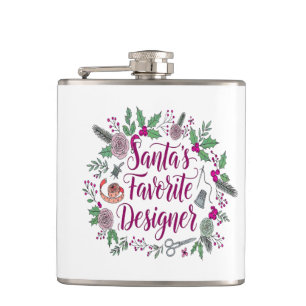 Santa's favourite designer Christmas sewing gift i Hip Flask