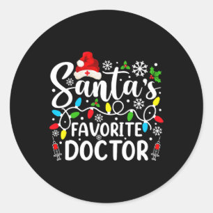 Santa's Favourite Doctor Funny Christmas Family Ma Classic Round Sticker