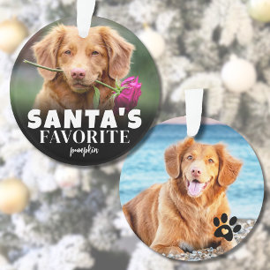 Santa's Favourite Dog Pet Photo Christmas Ornament