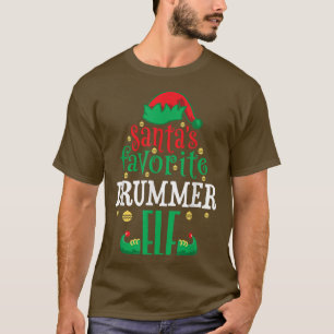 Santas Favourite Drummer Elf Drums Christmas Match T-Shirt