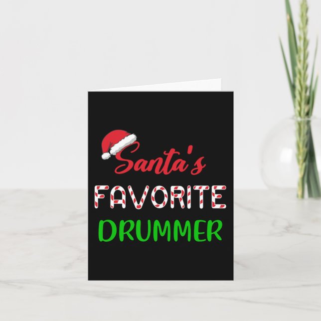 Santas Favourite Drummer Gift Fun drum Christmas P Card (Front)