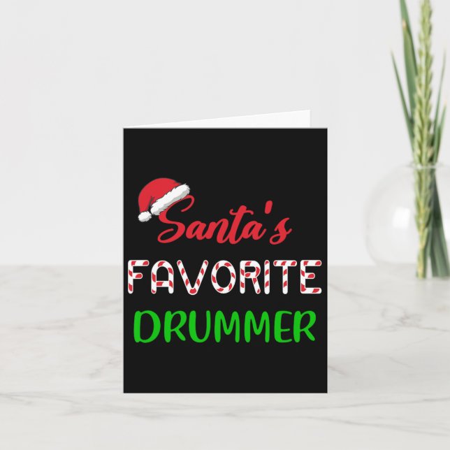 Santas Favourite Drummer Gift Fun Drum Christmas P Card (Front)