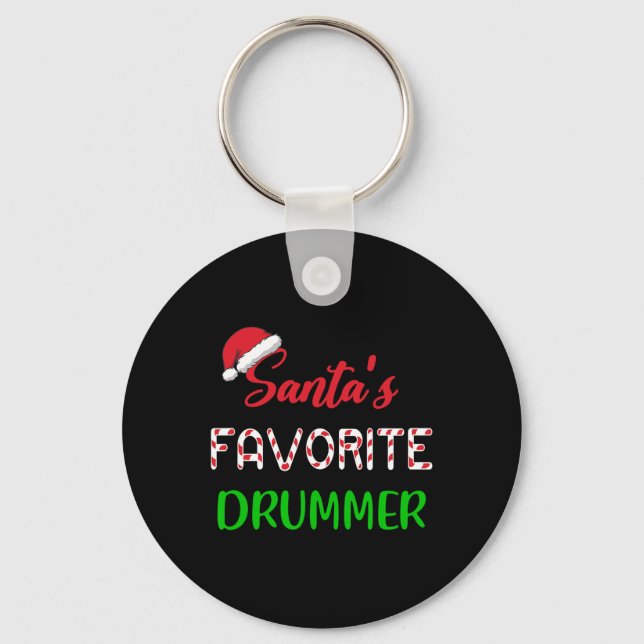 Santas Favourite Drummer Gift Fun Drum Christmas P Key Ring (Front)