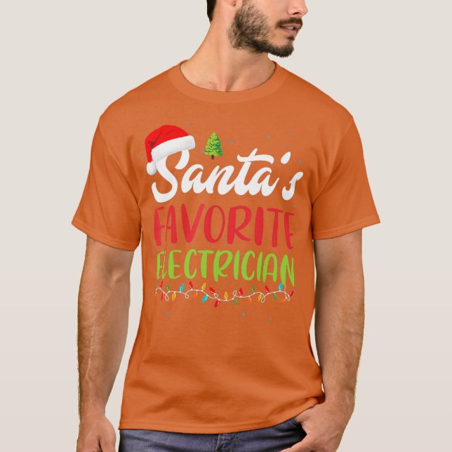 Santas Favourite Electrician Christmas Santa Hat T-Shirt (Front)