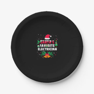 Santas Favourite Electrician Christmas Xmas Gift Paper Plate