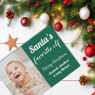 Santa's Favourite Elf Baby Christmas Holiday Card