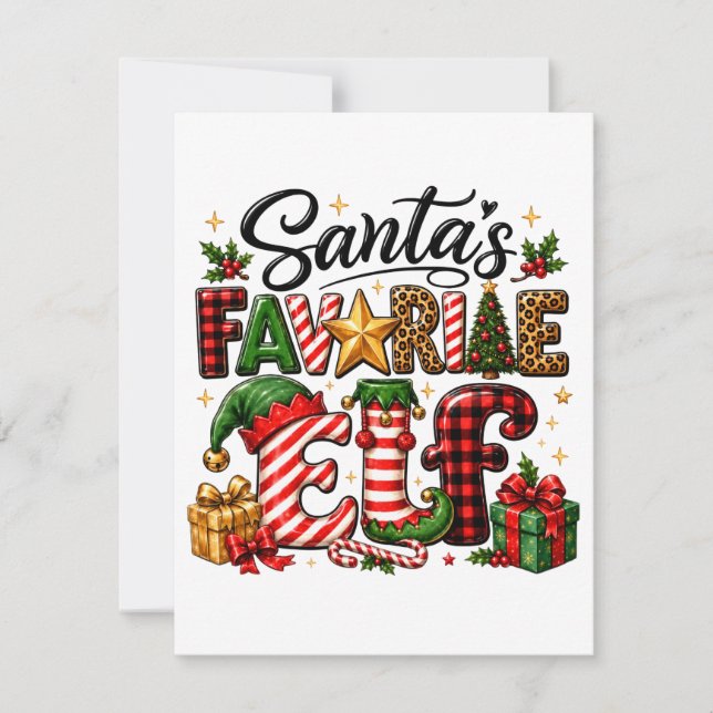 Santa's Favourite Elf Christmas Card (Front)