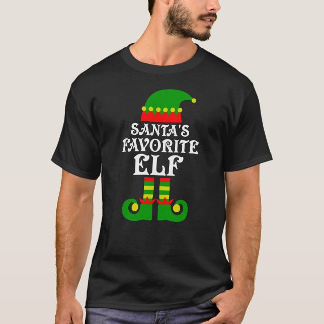 Santa's Favourite Elf Christmas Elves Santa T-Shirt (Front)