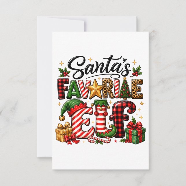 Santa's Favourite Elf Christmas RSVP Card (Front)