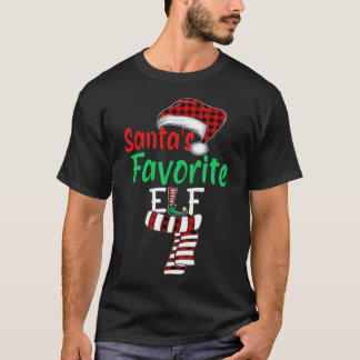 Santa's Favourite ELF Christmas Santa Red Plaid Cl T-Shirt