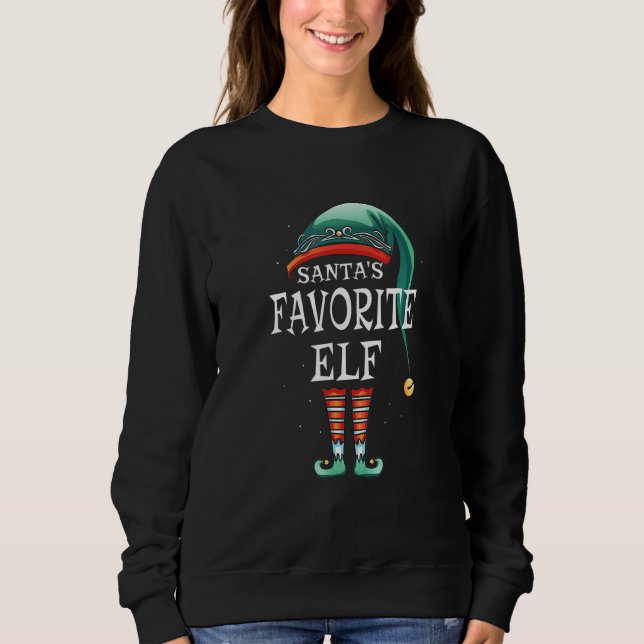 Santa's Favourite Elf Costume Matching Kids Girls  Sweatshirt (Front)