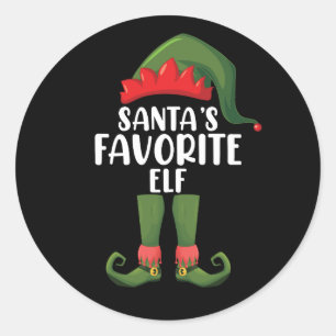 Santas Favourite Elf Matching Family Christmas Classic Round Sticker