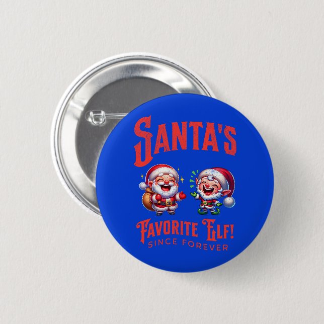 Santa's Favourite Elf Since Forever 6 Cm Round Badge (Front & Back)
