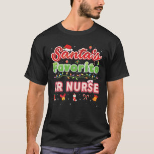 Santa's Favourite ER Nurse Christmas Santa Hat Lig T-Shirt