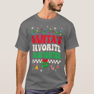 Santas Favourite Firefighter Retro Christmas T-Shirt