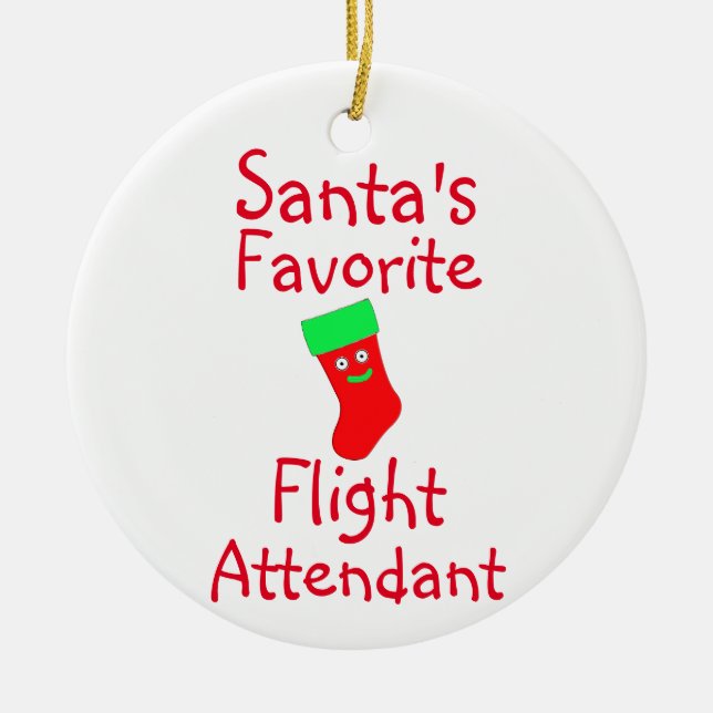 Santa's Favourite Flight Attendant Ceramic Tree Decoration (Front)
