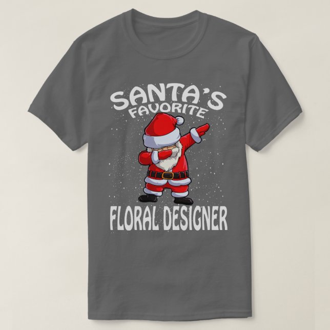 Santas Favourite Floral Designer Christmas T-Shirt (Design Front)