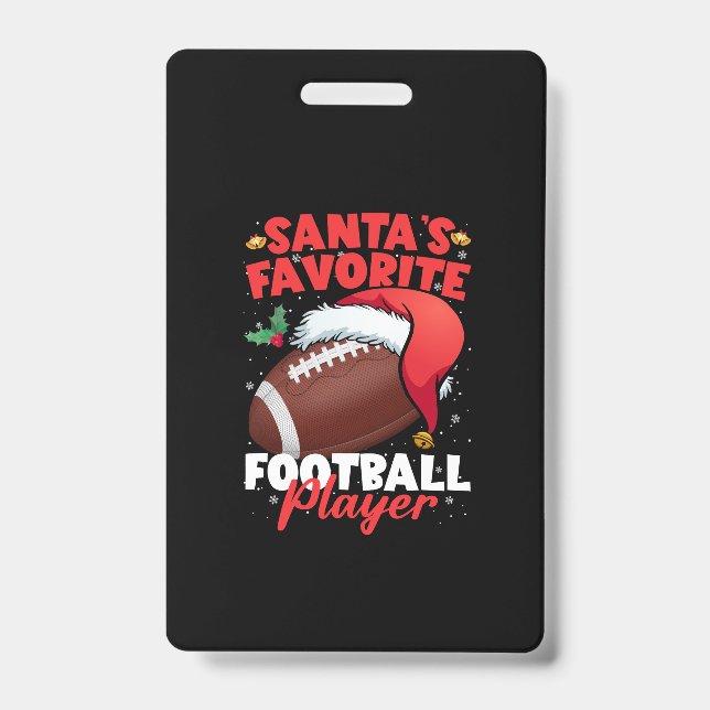 Santa's Favourite Football Player Christmas Pajama ID Badge (Front)