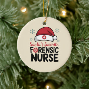 Santas Favourite Forensic Nurse Funny Christmas  Ceramic Tree Decoration