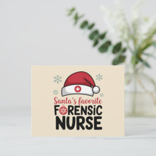 Santas Favourite Forensic Nurse Funny Christmas  Holiday Postcard