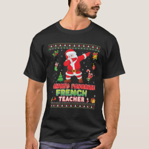 Santa's Favourite French Teacher Christmas Dabbing T-Shirt