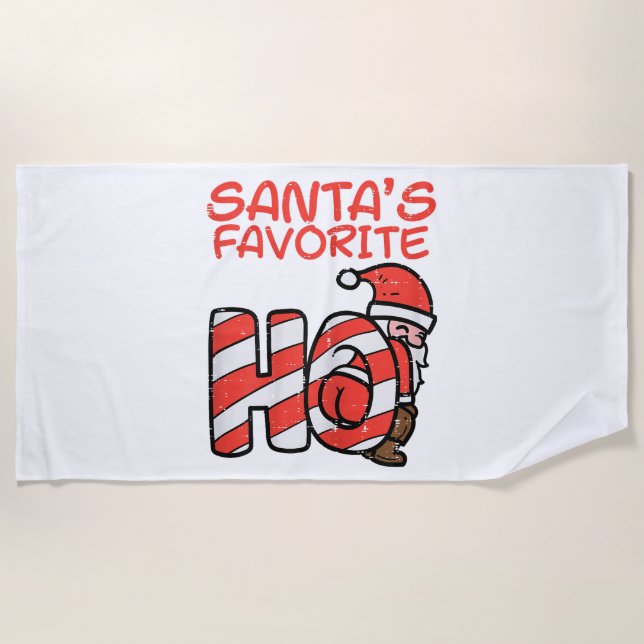 Santas Favourite Funny Naughty Adult Christmas Xma Beach Towel (Front)