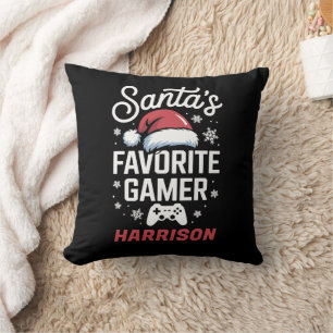 Santa's Favourite Gamer Personalised Gaming Xmas Cushion