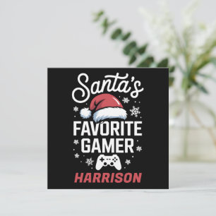 Santa's Favourite Gamer Personalised Gaming Xmas Holiday Card