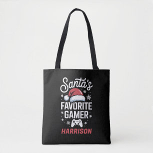 Santa's Favourite Gamer Personalised Gaming Xmas Tote Bag
