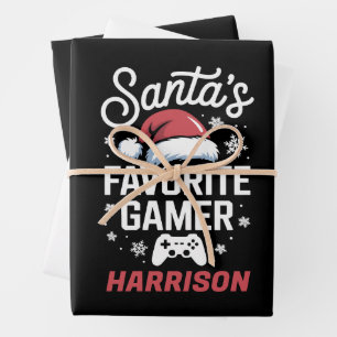 Santa's Favourite Gamer Personalised Gaming Xmas Wrapping Paper Sheet