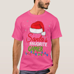 Santa's Favourite Gamer Santa Hat Lights T-Shirt