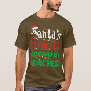 Santas Favourite Geography Teacher Funny Geography T-Shirt