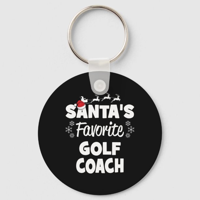 Santa's Favourite Golf Coach Fun Christmas Matchin Key Ring (Front)
