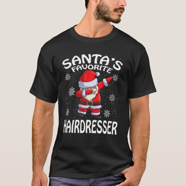 Santa's Favourite Hairdresser Christmas T-Shirt (Front)