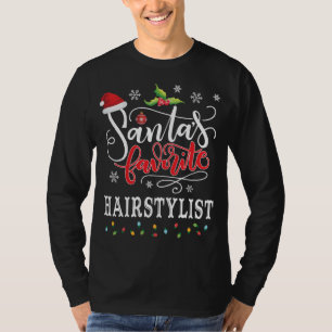 Santa's Favourite Hairstylist Santa Hat Christmas T-Shirt