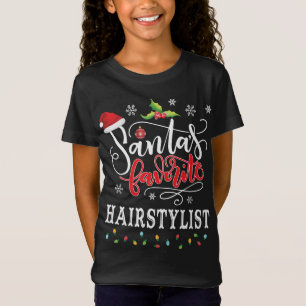 Santa's Favourite Hairstylist Santa Hat Christmas T-Shirt